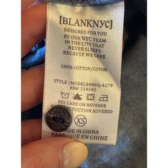 BLANKNYC Shirt‎ Women XS Blue Plaid You Oughta Know Raw Hem Button Up Western - Picture 10 of 12